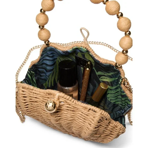 🐚 Victoria’s Secret Seashell Shaped Woven Raffia Straw Clamshell Basket Bag - Picture 2 of 11